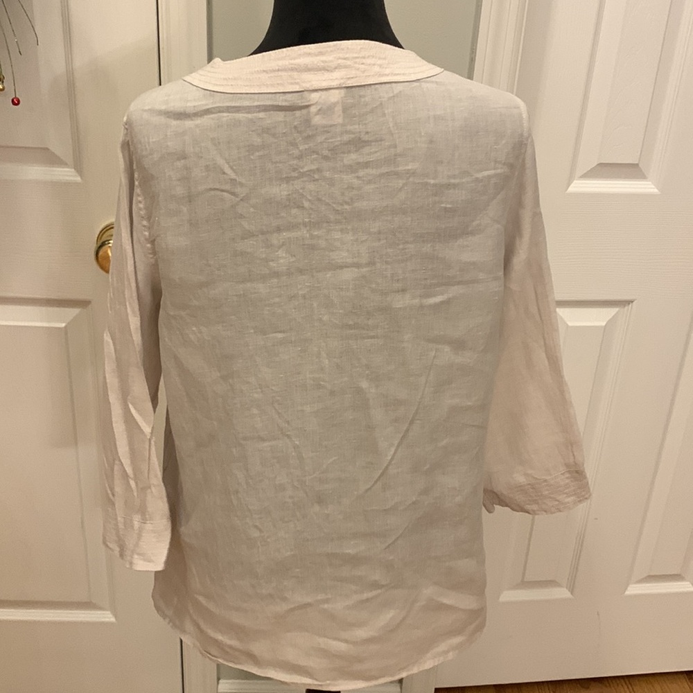 Sigrid Olsen Linen V Neck Tunic- Size M - image 2